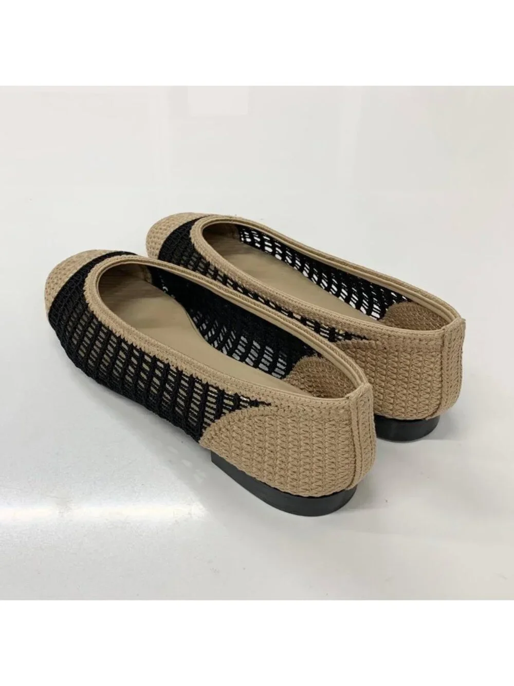 Chanel Ballerina CC Logo Raffia Ballet Shoes Beige